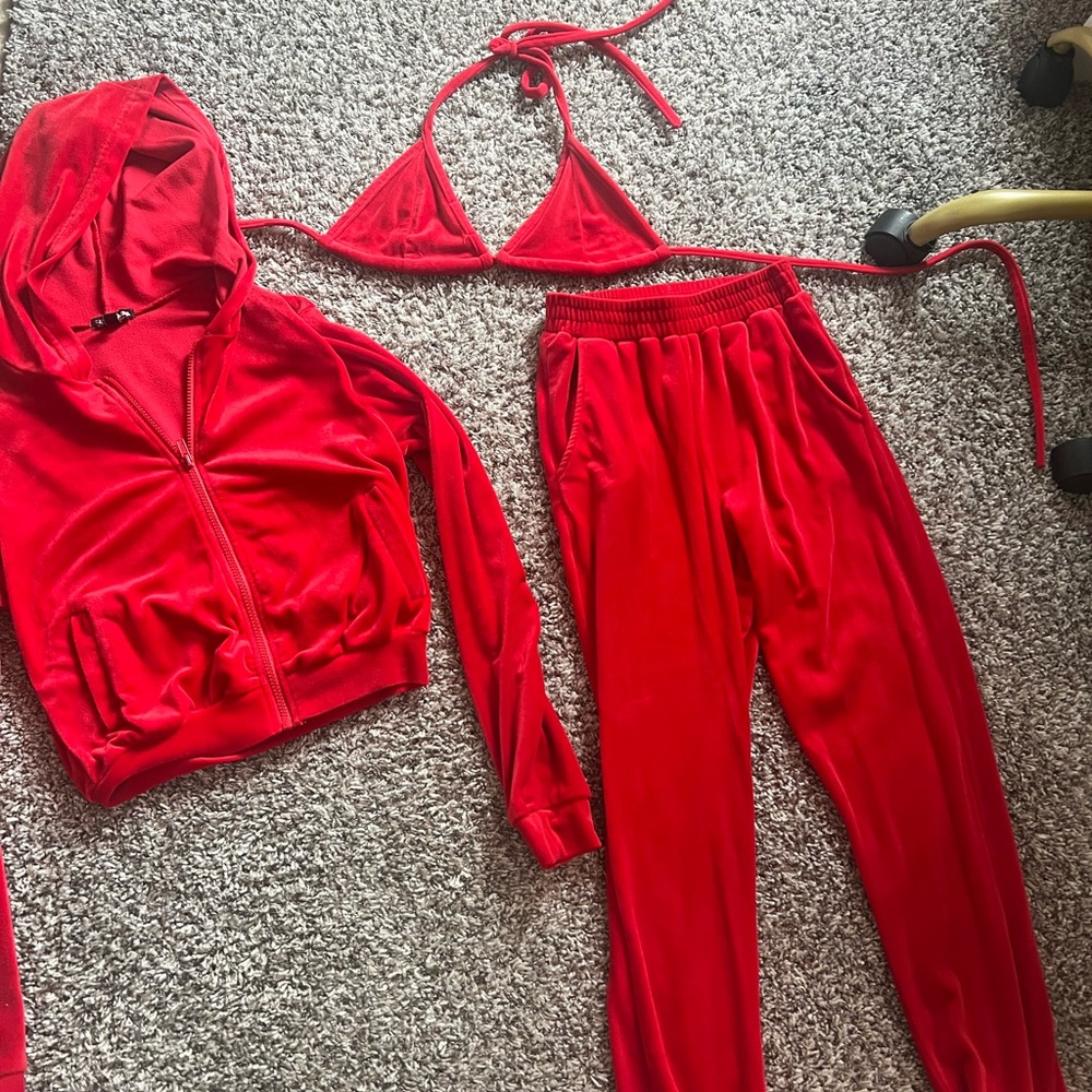 Red three piece set from Fashionnova